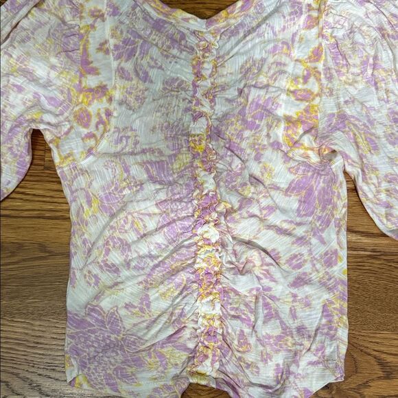 Free People Floral Cropped Ruched Women's Top size XS - Picture 9 of 14